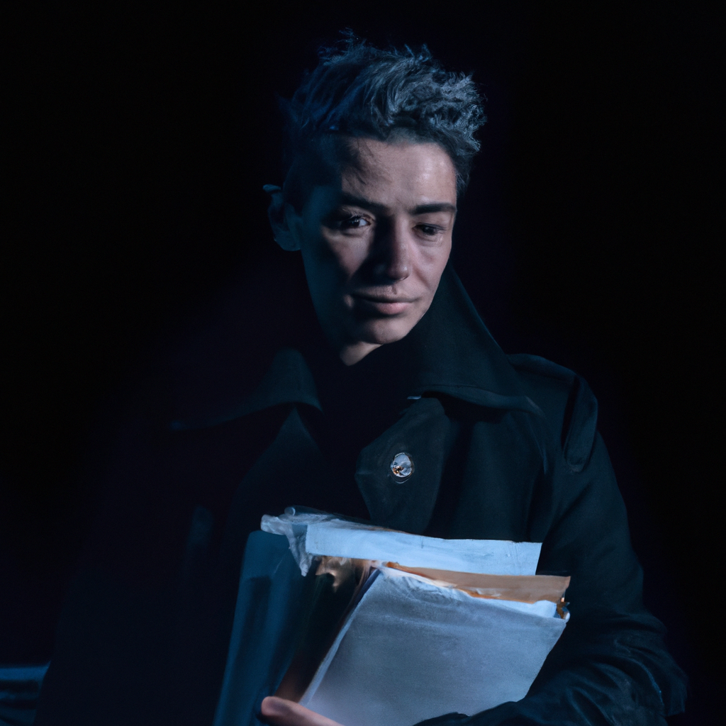 Investigative reporter with dossier files